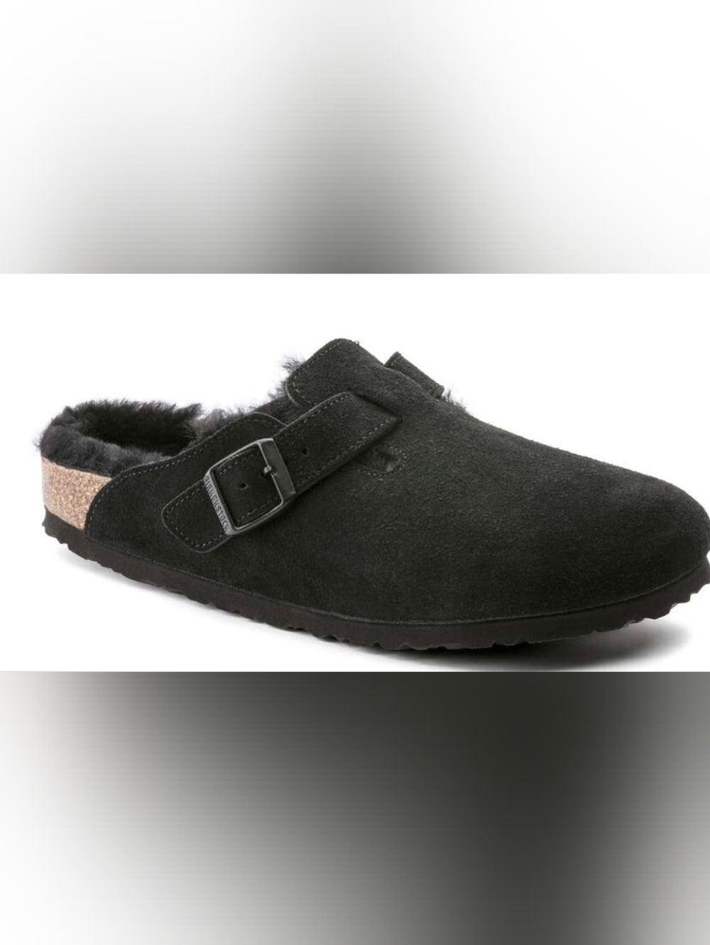 NWT- Black Birkenstock Suede Boston Shearling Suede